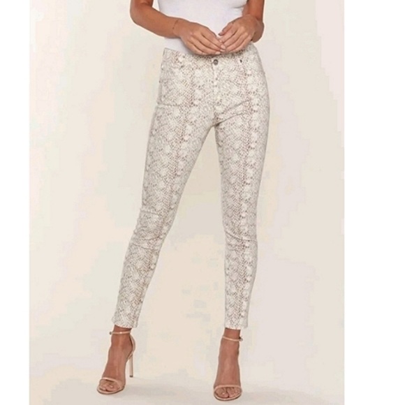 NEW Adriano Goldshmied Prima Ankle Jeans In Python Ivory Dust - Picture 2 of 11